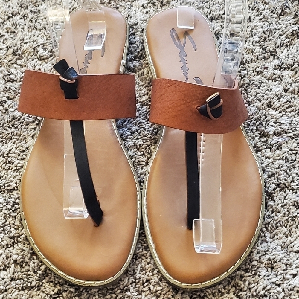 Seven 7 Thong Sandals Flip Flops Black‎ Brown Women's size 10 /41